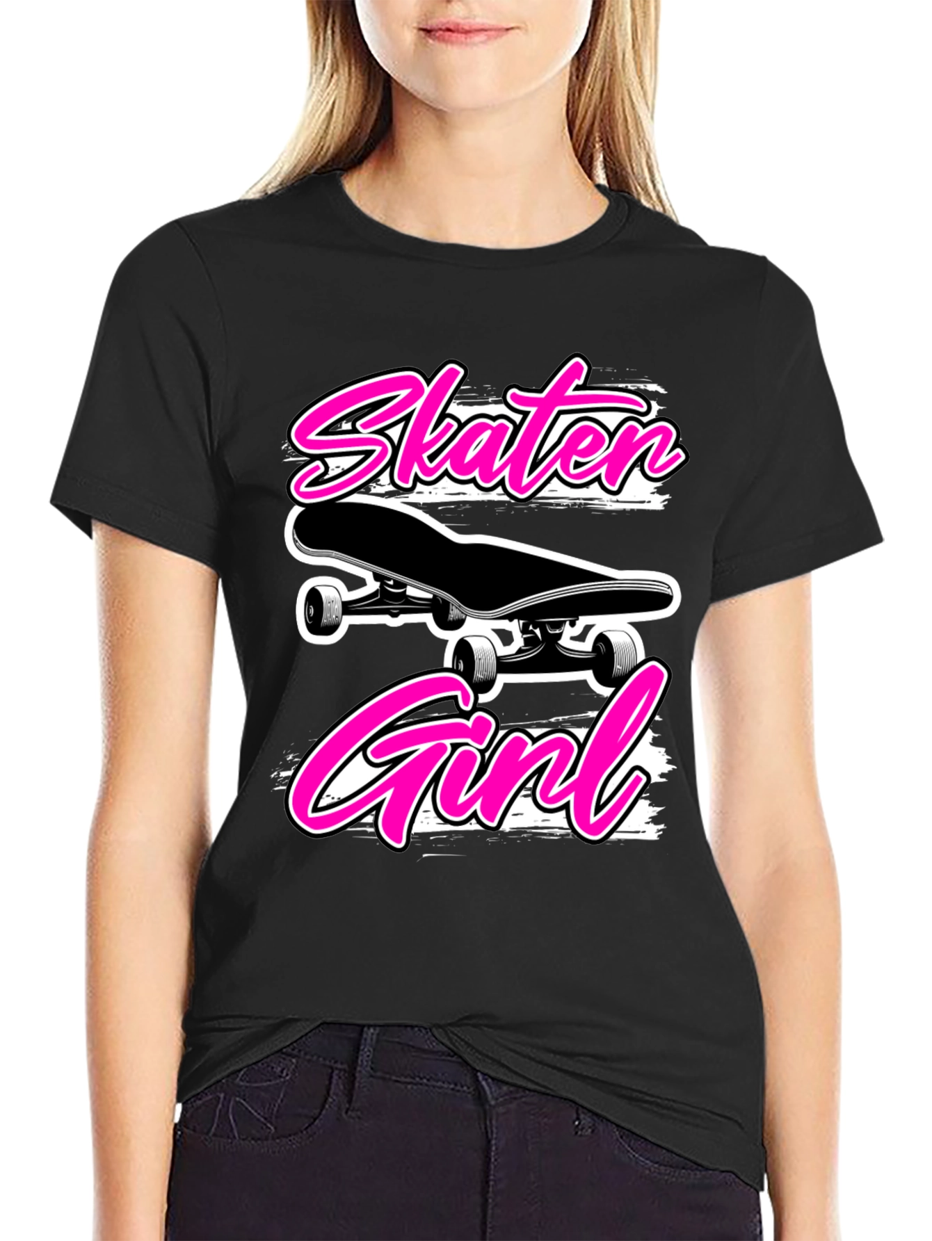 Skater Girl Black T-Shirt - Cool Graphic Tee