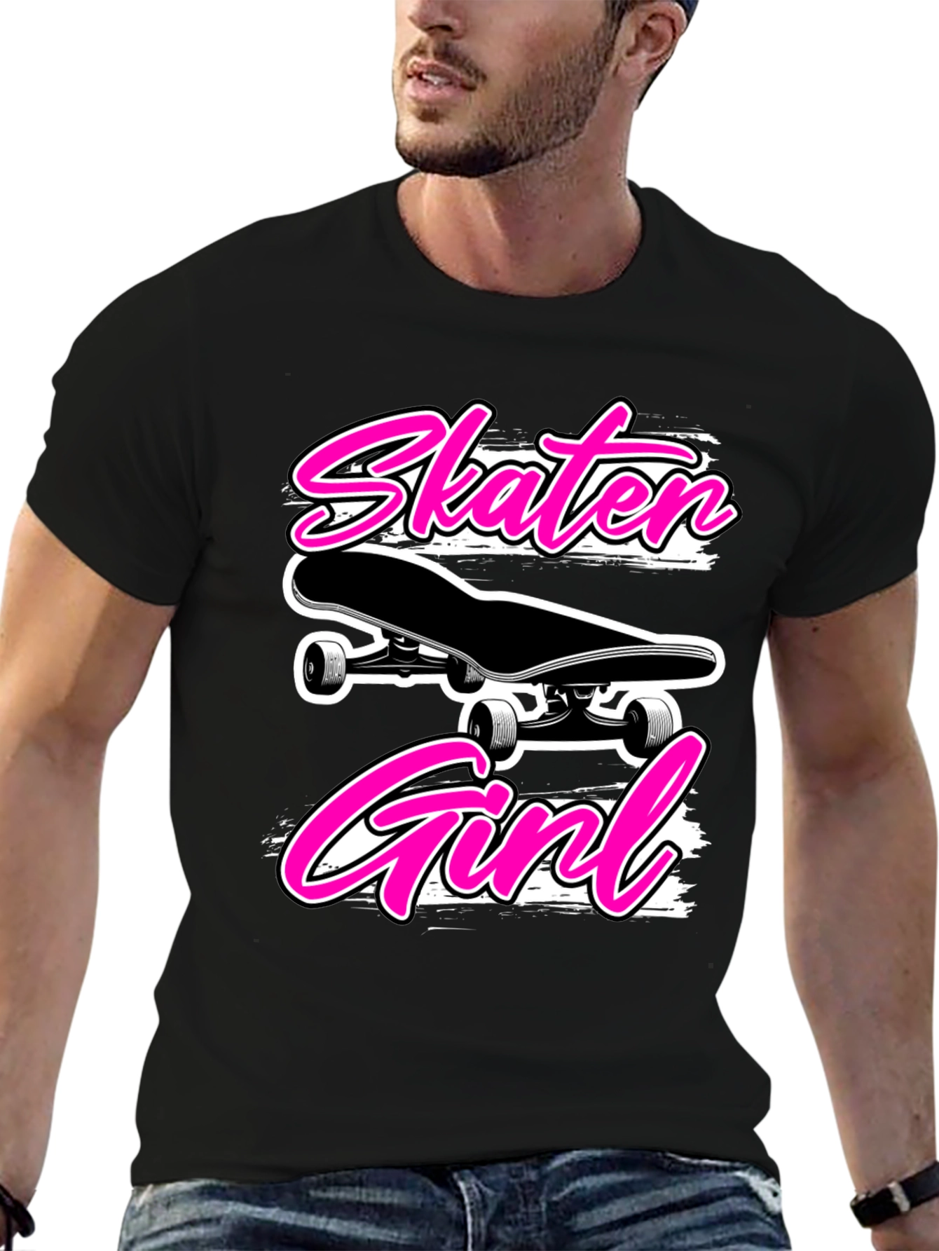 Skater Girl Black T-Shirt - Cool Graphic Tee