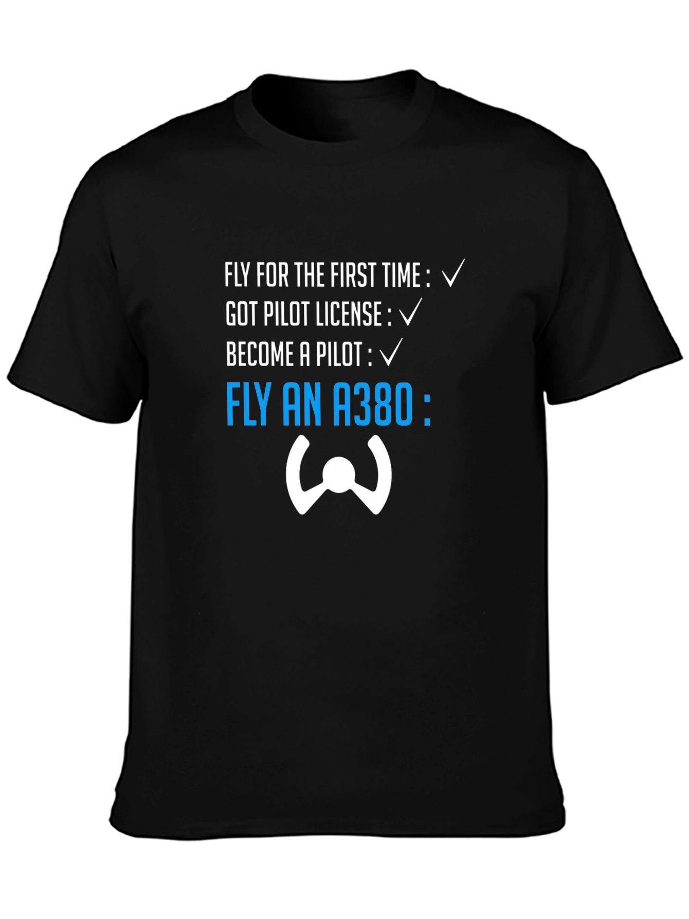 Pilot Checklist T-Shirt - Fly an A380
