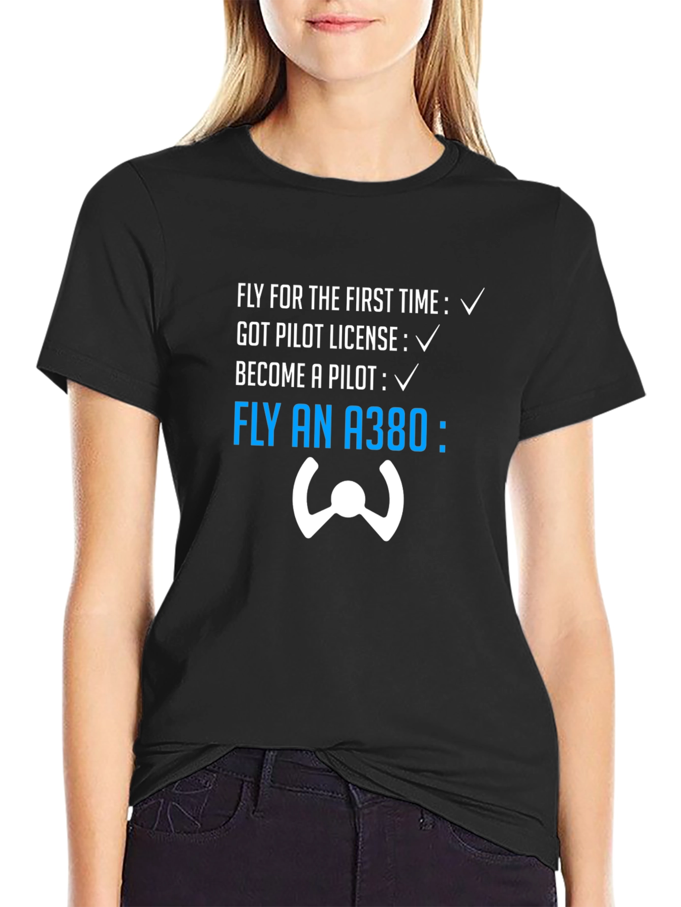Pilot Checklist T-Shirt - Fly an A380
