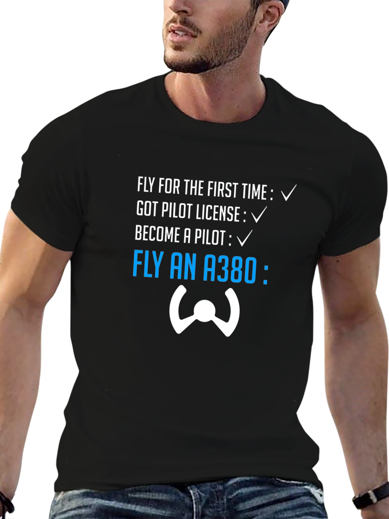 Pilot Checklist T-Shirt - Fly an A380