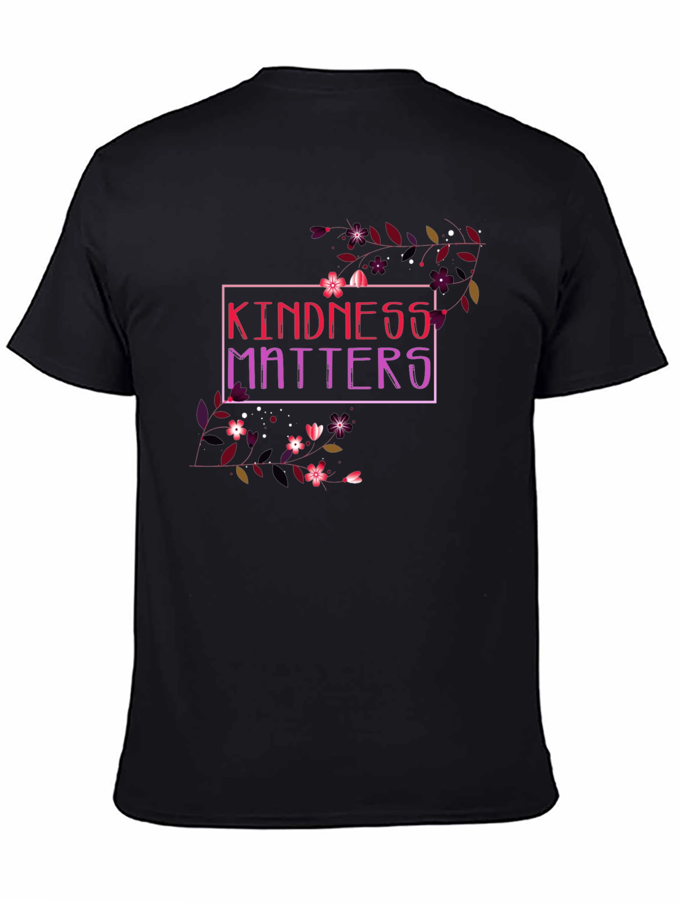 Kindness Matters Floral Graphic Black T-Shirt