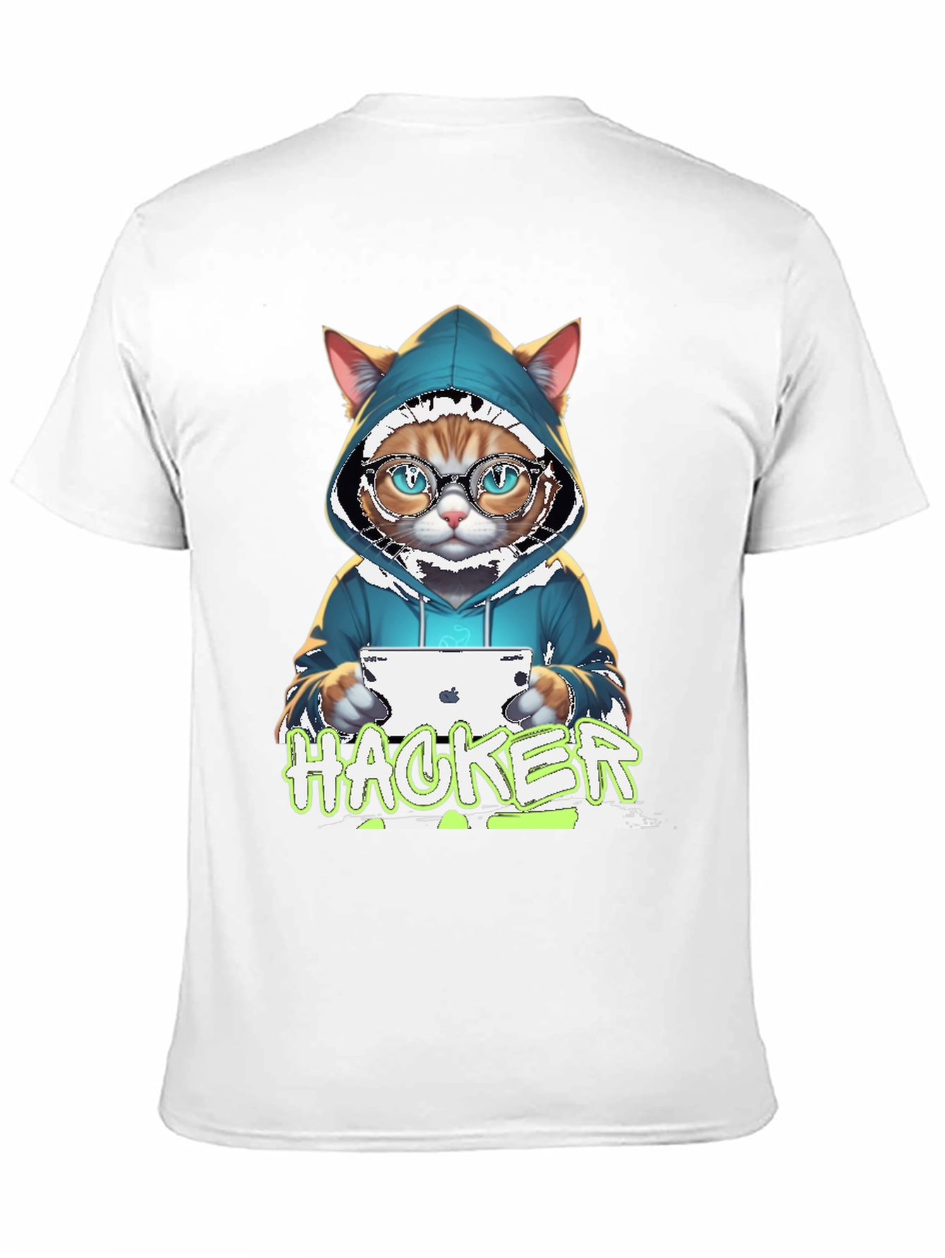 Hacker Cat Graphic Tee - Novelty T-Shirt