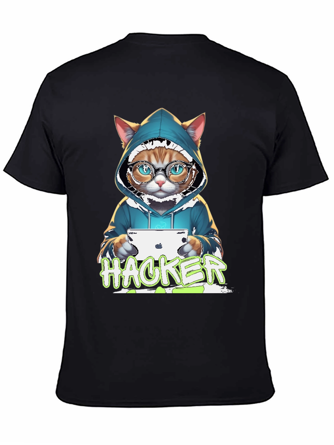Hacker Cat Graphic Tee - Novelty T-Shirt