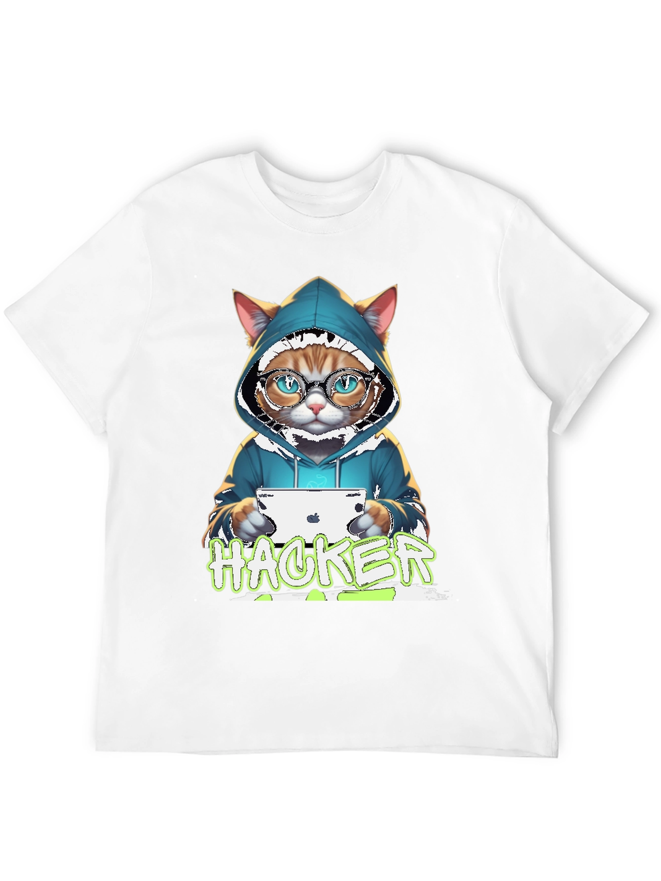 Hacker Cat Graphic Tee - Novelty T-Shirt