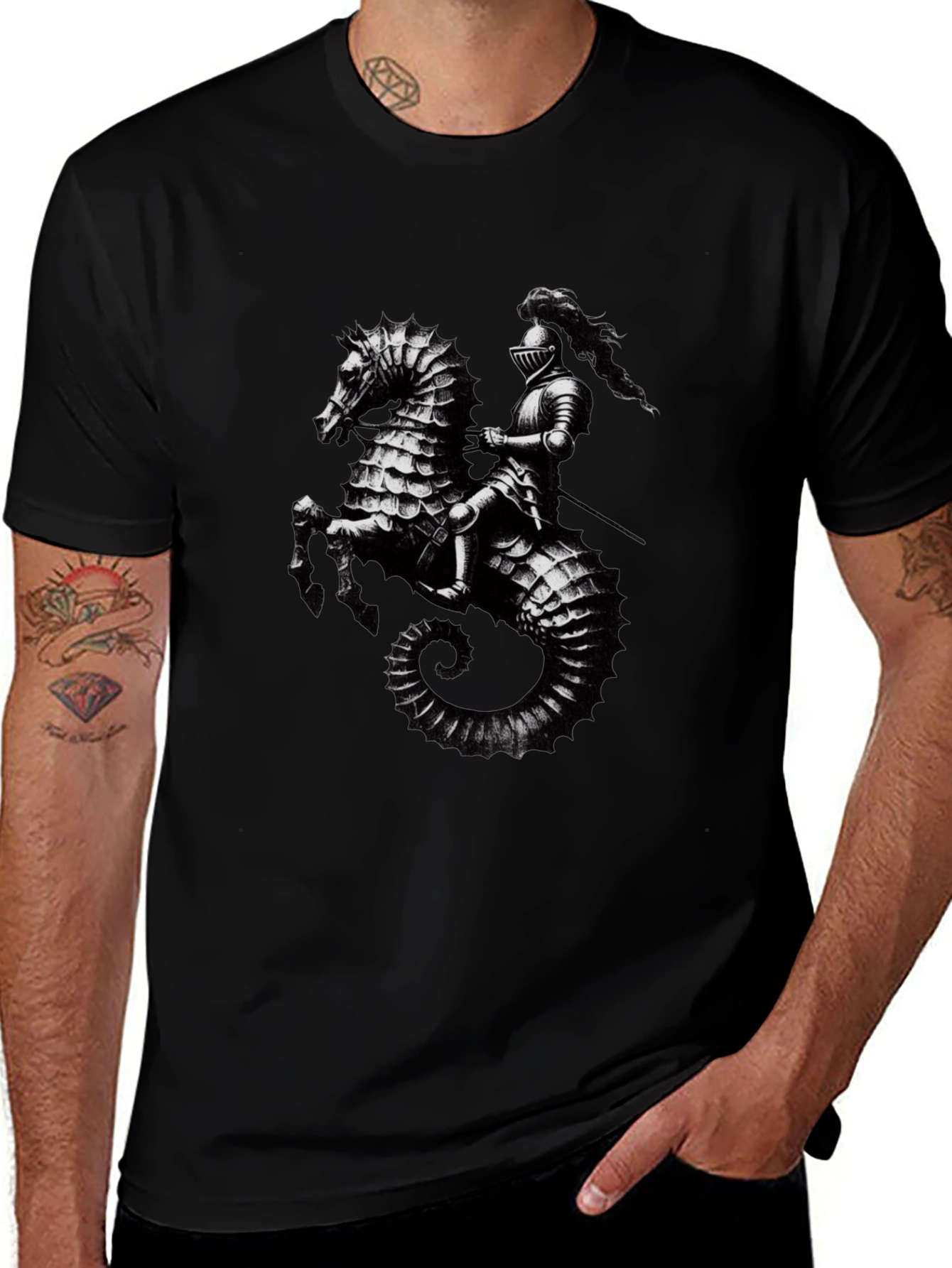 Sea Knight Graphic Tee - Black Cotton T-Shirt