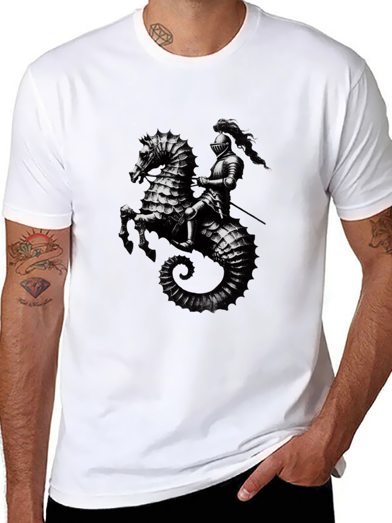 Sea Knight Graphic Tee - Black Cotton T-Shirt