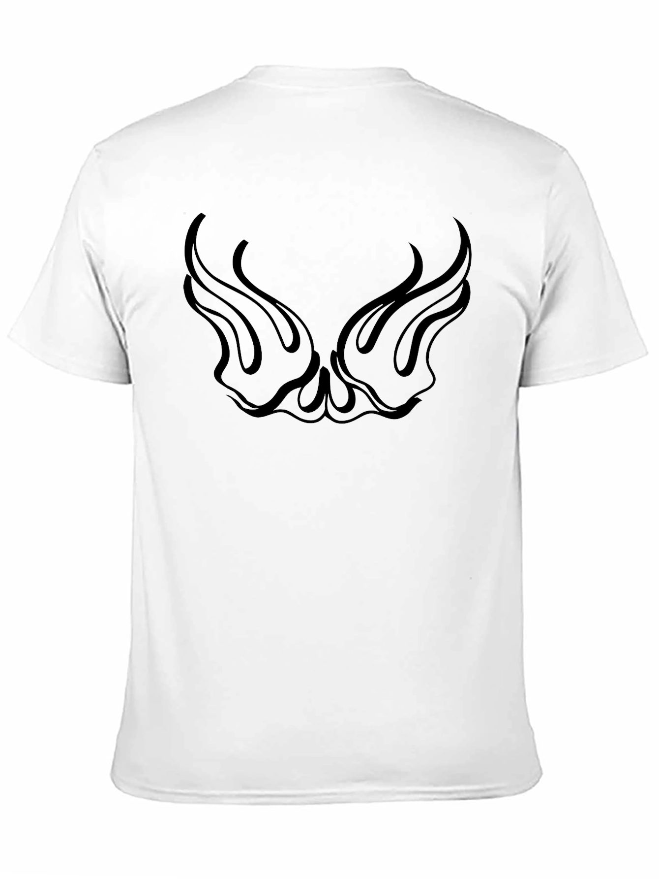 Black Graphic Tee with Wing Flame Design