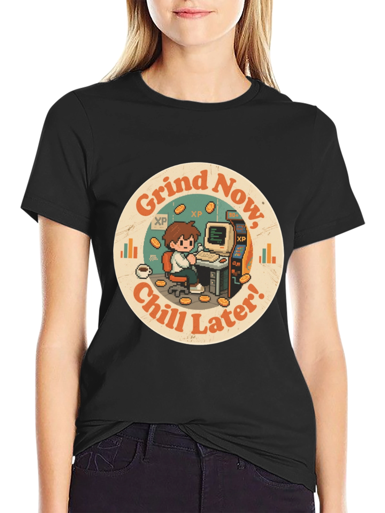 Grind Now Chill Later T-Shirt - Gamer Style