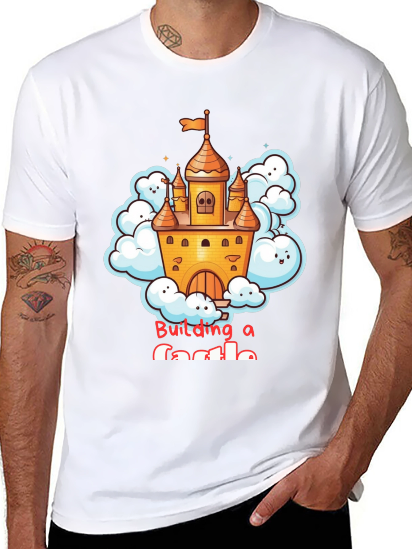 Building a Castle T-Shirt - Fun Cartoon Design
