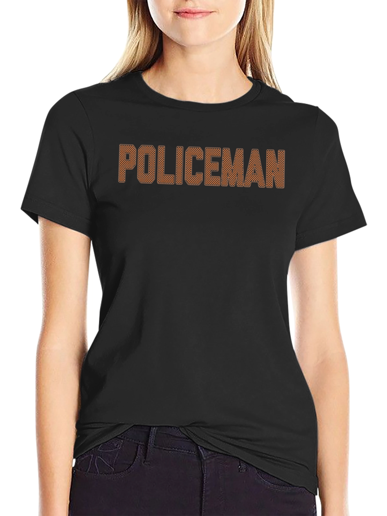 Policeman Graphic Print Black T-Shirt