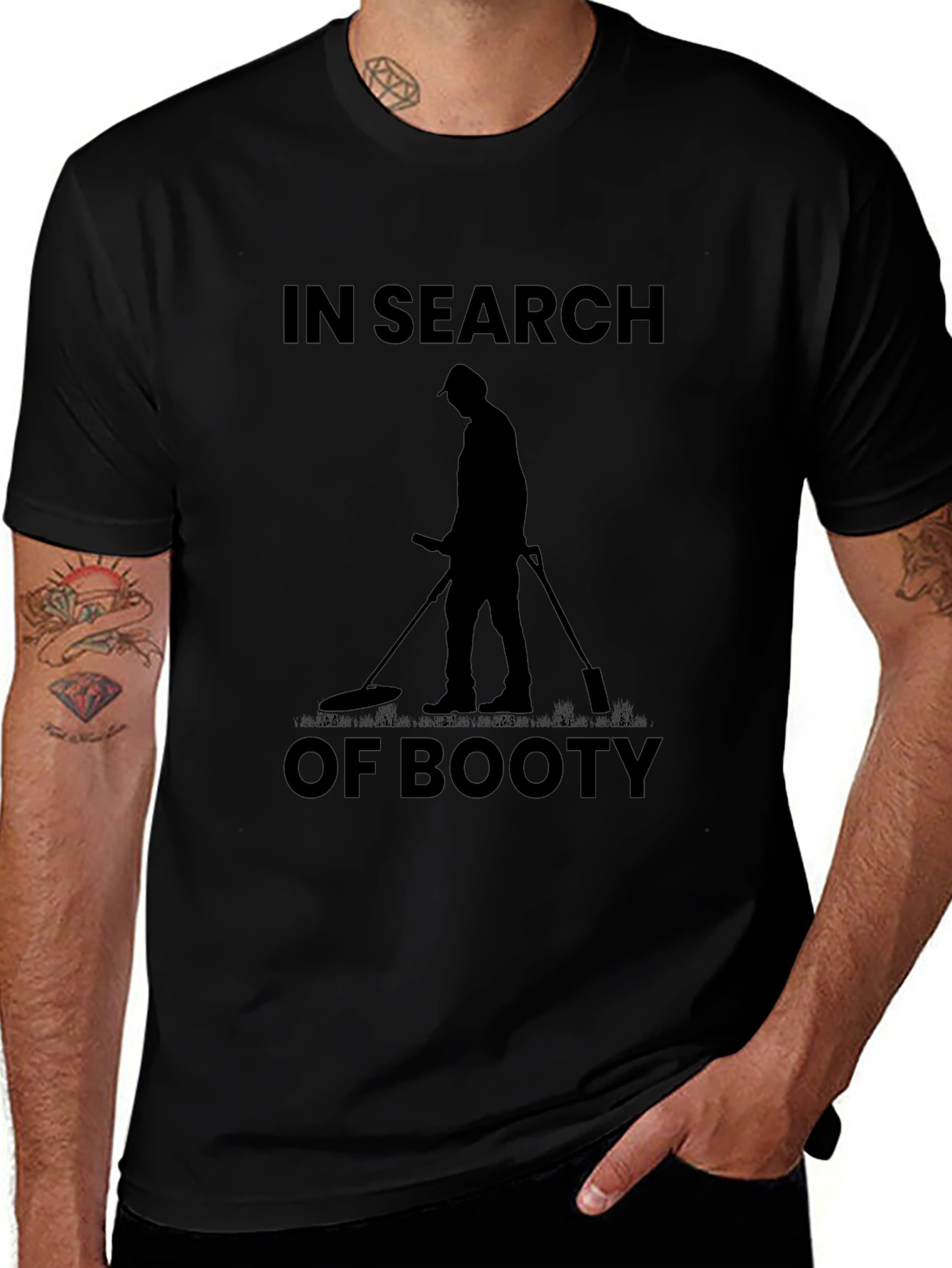 Mens In Search of Booty Black T-Shirt