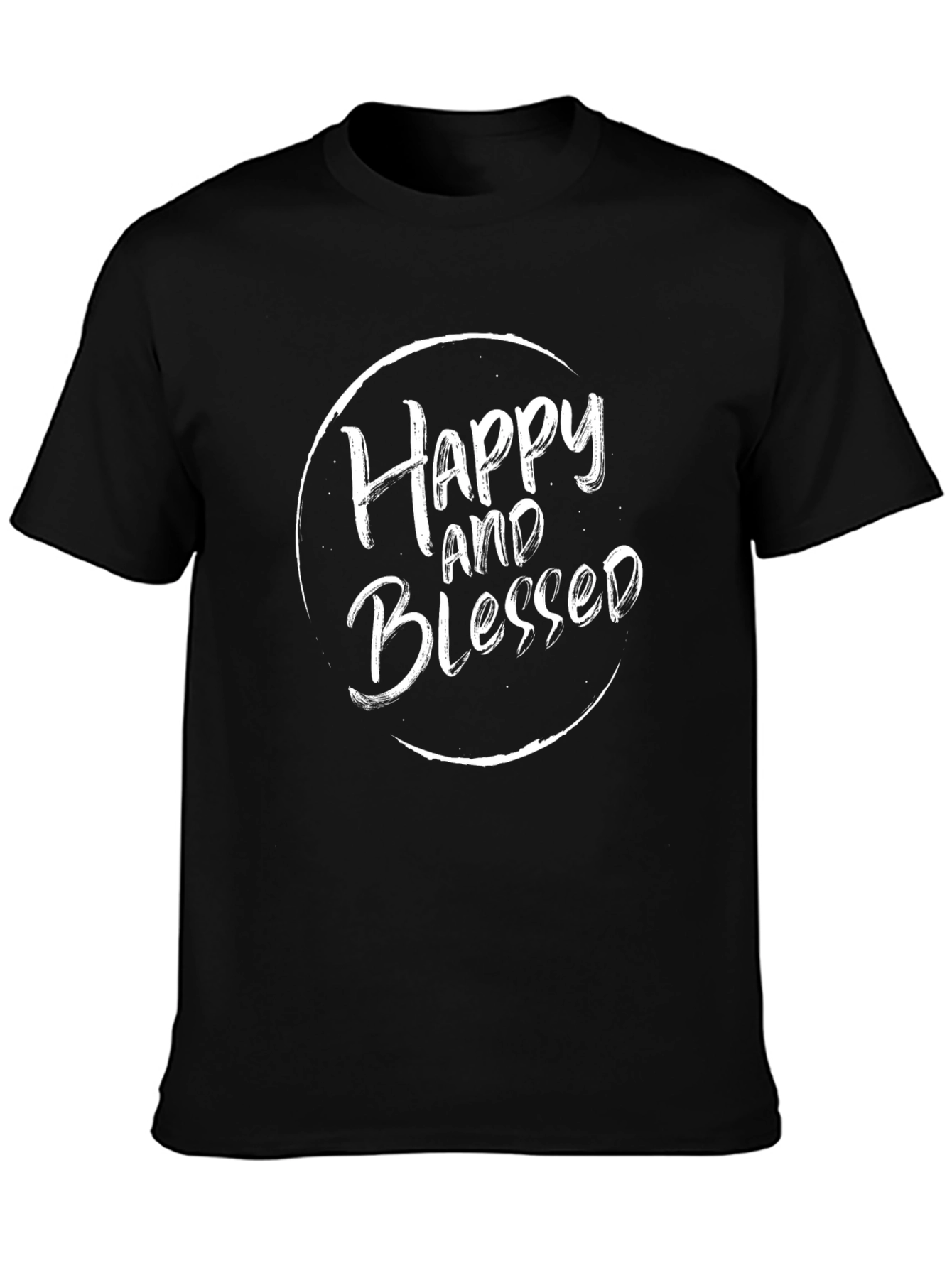 Happy and Blessed Graphic Tee - Black T-Shirt