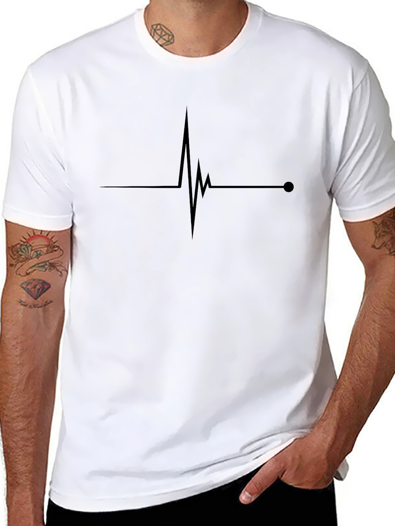 Heartbeat Line Graphic T-Shirt - Cool Casual Tee