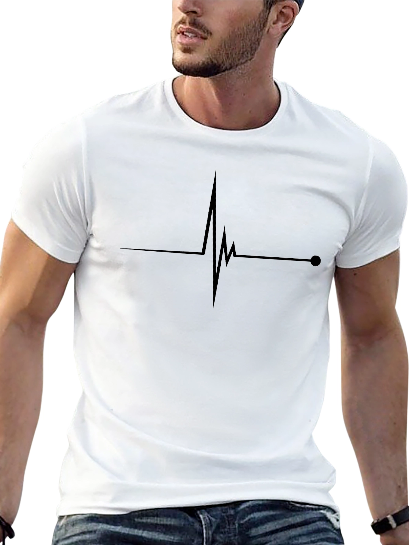 Heartbeat Line Graphic T-Shirt - Cool Casual Tee
