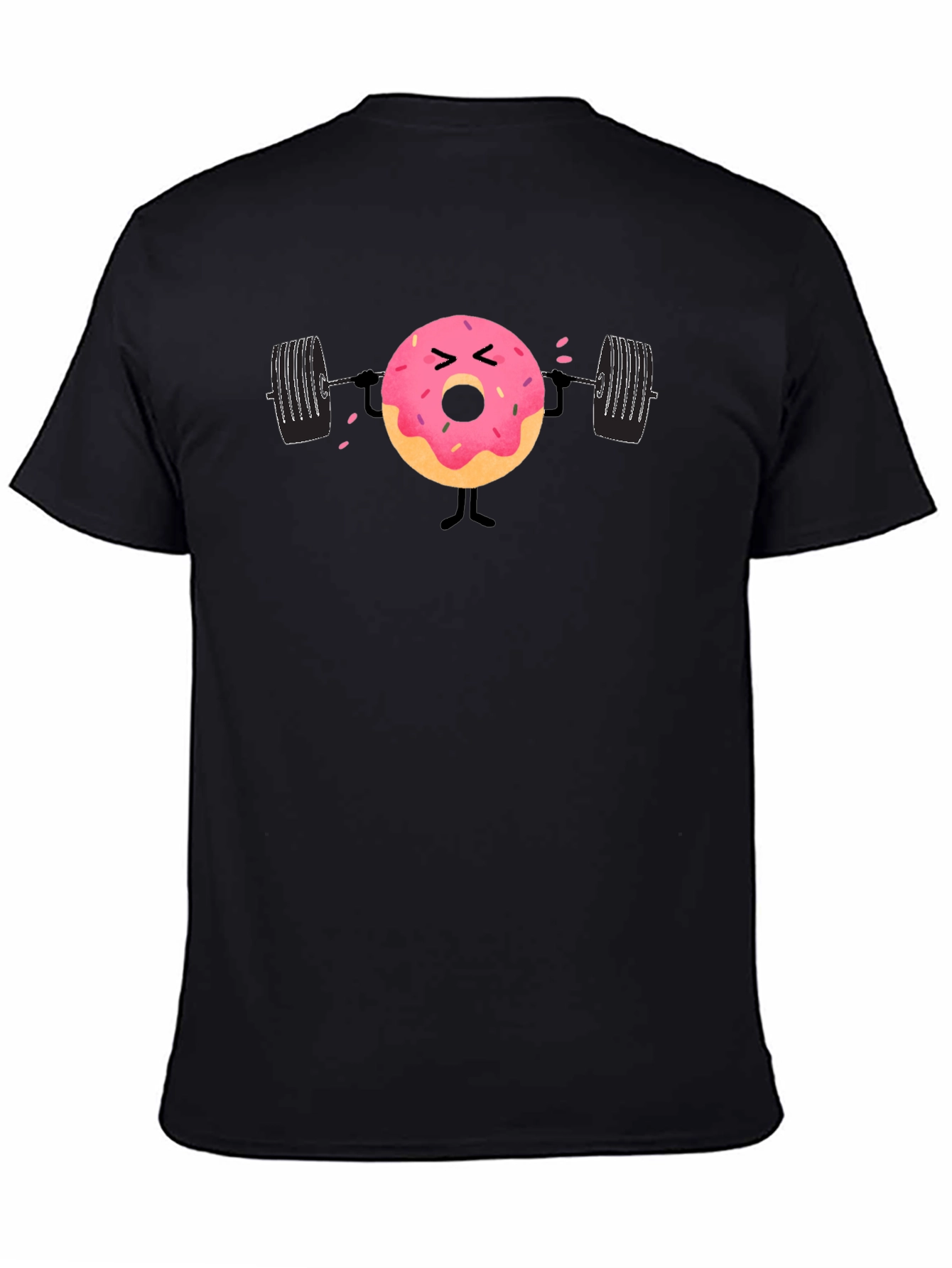 Donut Weightlifting Funny Black T-Shirt