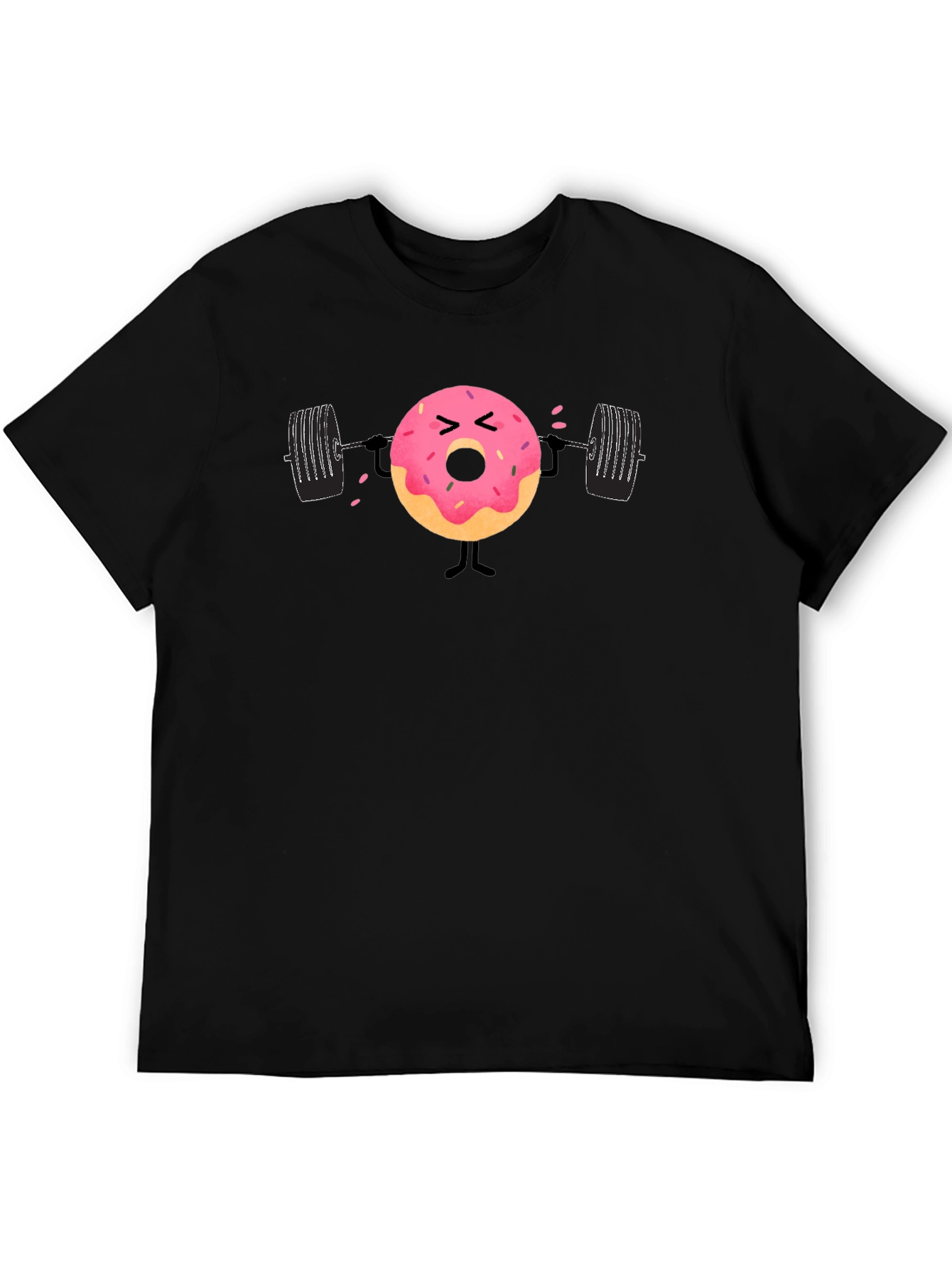 Donut Weightlifting Funny Black T-Shirt