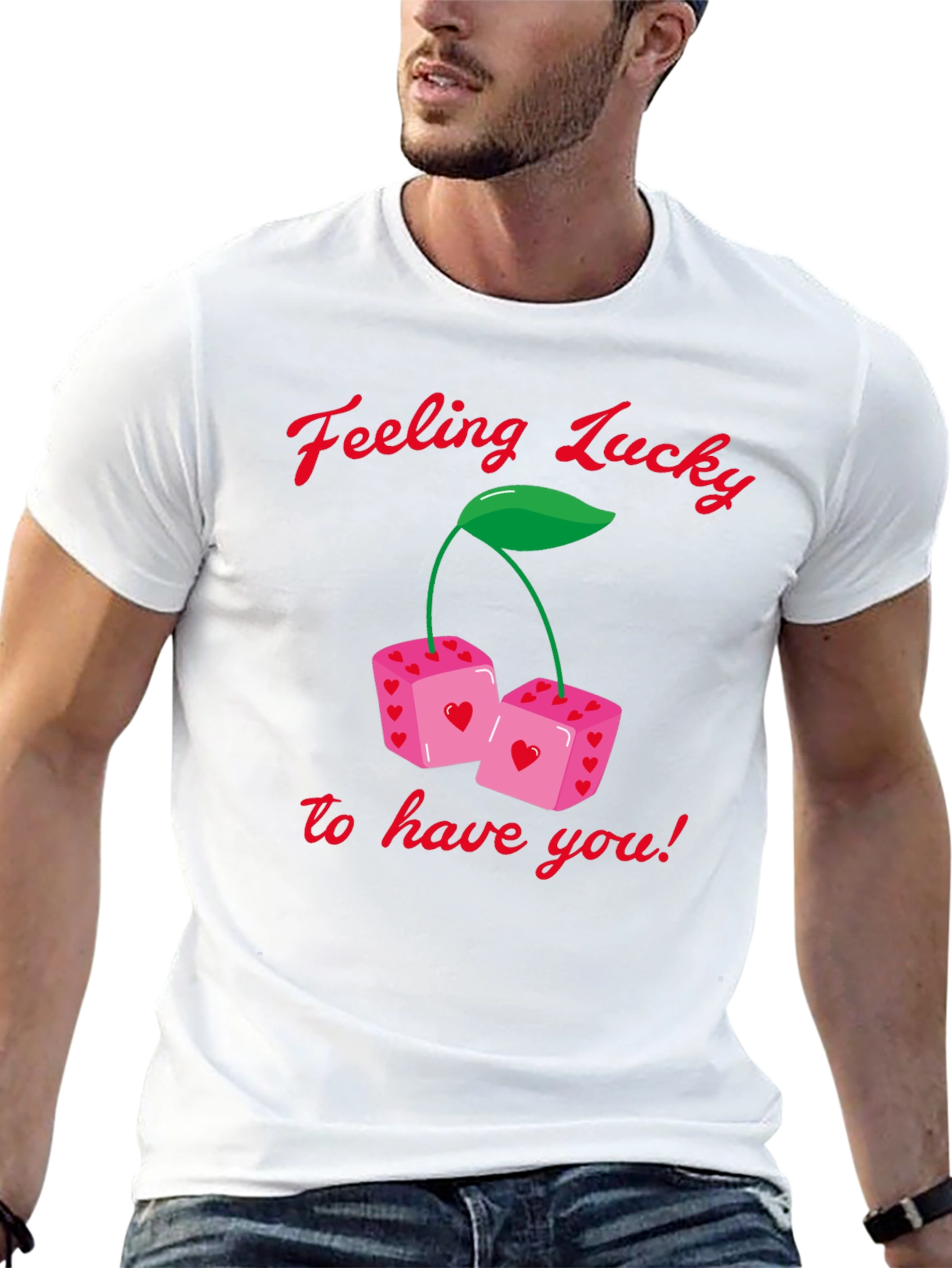 Lucky Dice T-Shirt - Heart Print Valentines Day Gift