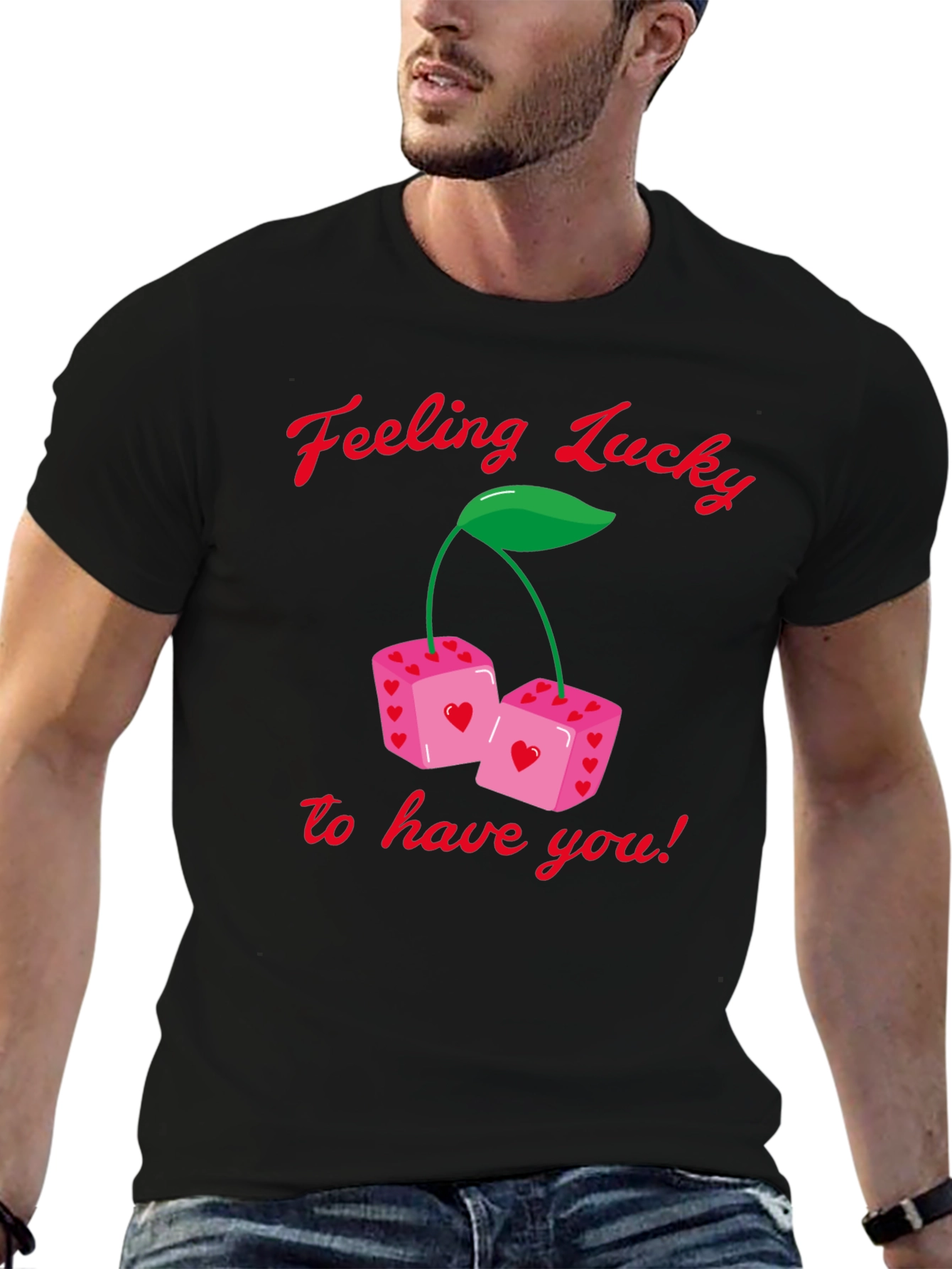 Lucky Dice T-Shirt - Heart Print Valentines Day Gift