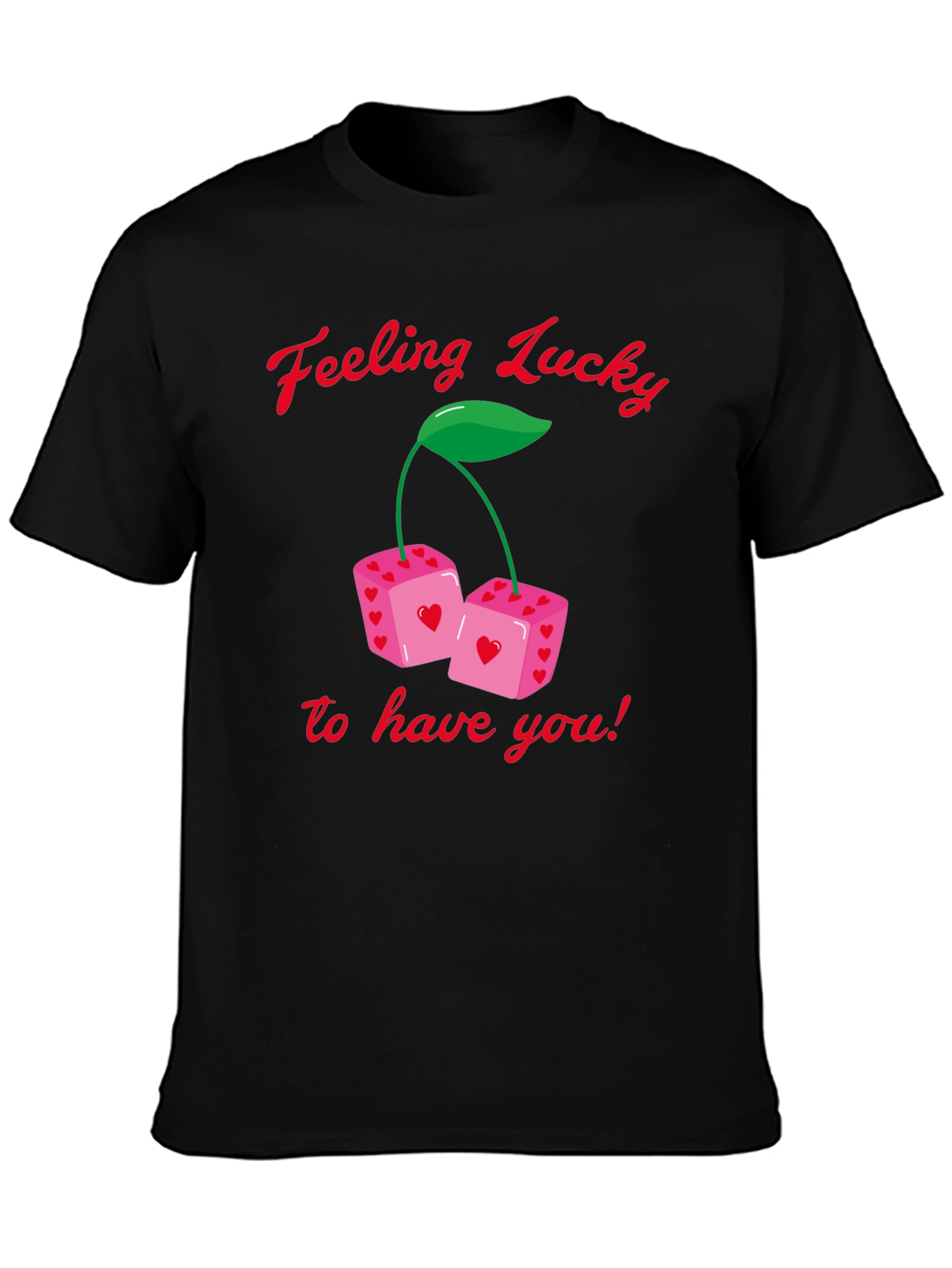 Lucky Dice T-Shirt - Heart Print Valentines Day Gift