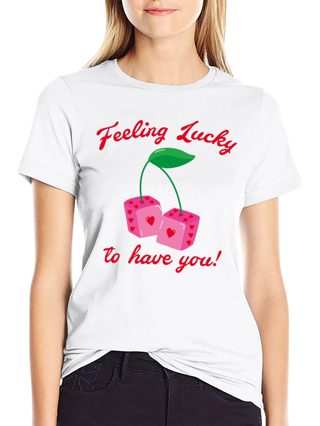 Lucky Dice T-Shirt - Heart Print Valentines Day Gift