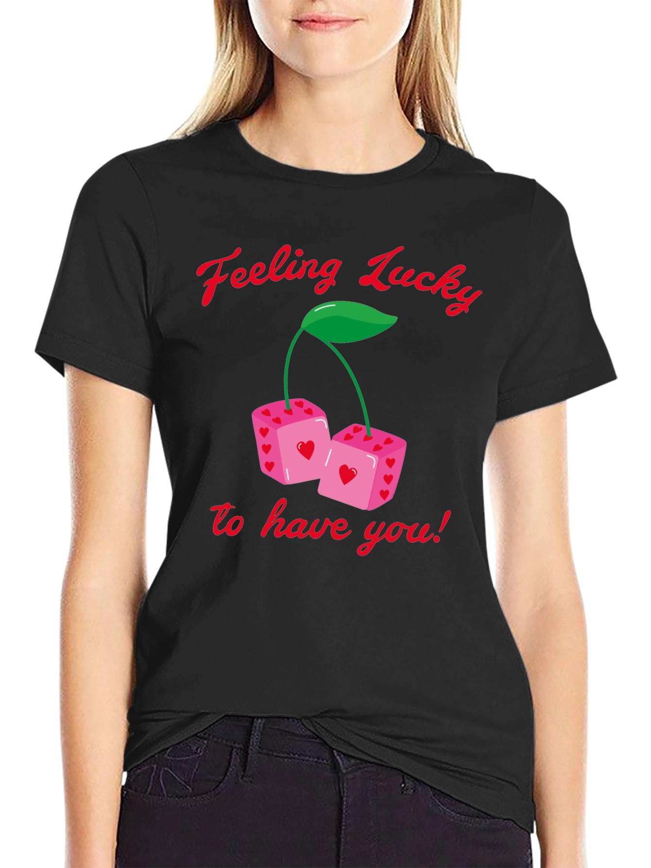 Lucky Dice T-Shirt - Heart Print Valentines Day Gift
