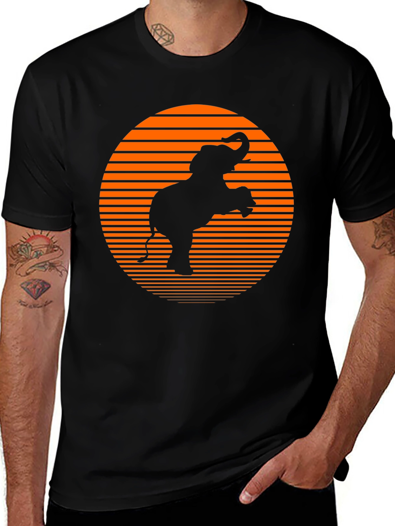 Elephant Sunset Graphic Tee