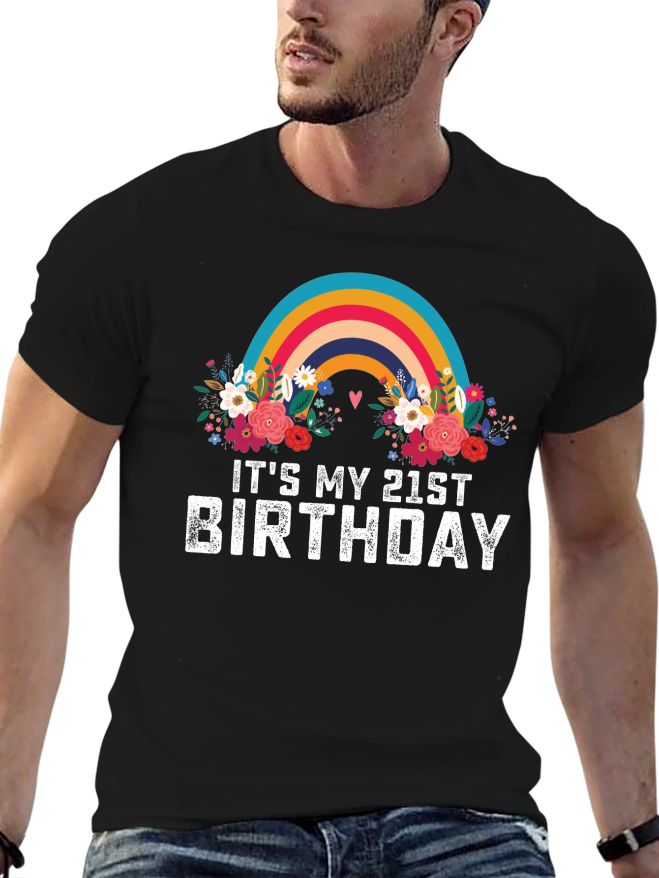 Its My 21st Birthday Rainbow Floral T-Shirt