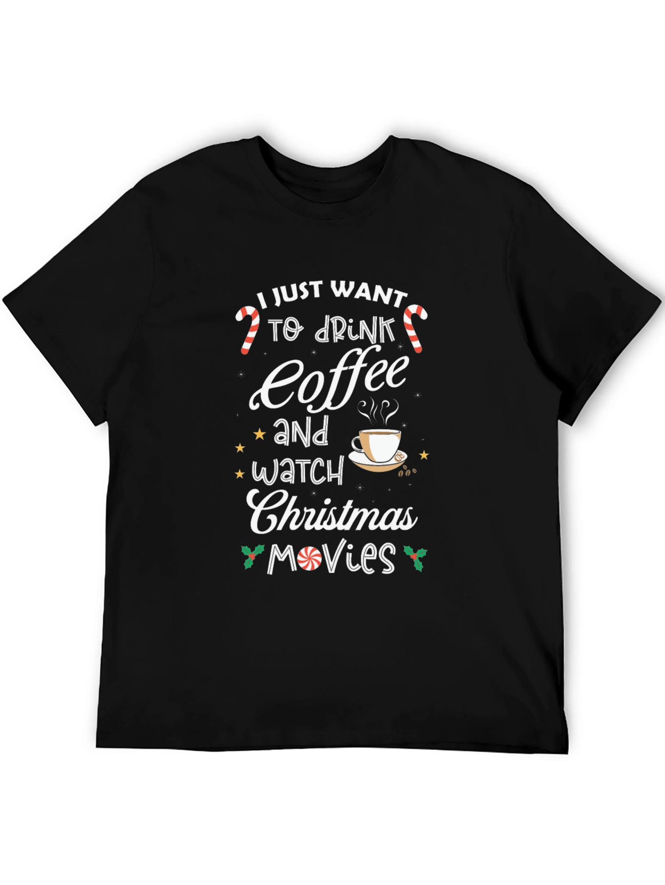 Christmas Coffee Movies T-Shirt Holiday Tee