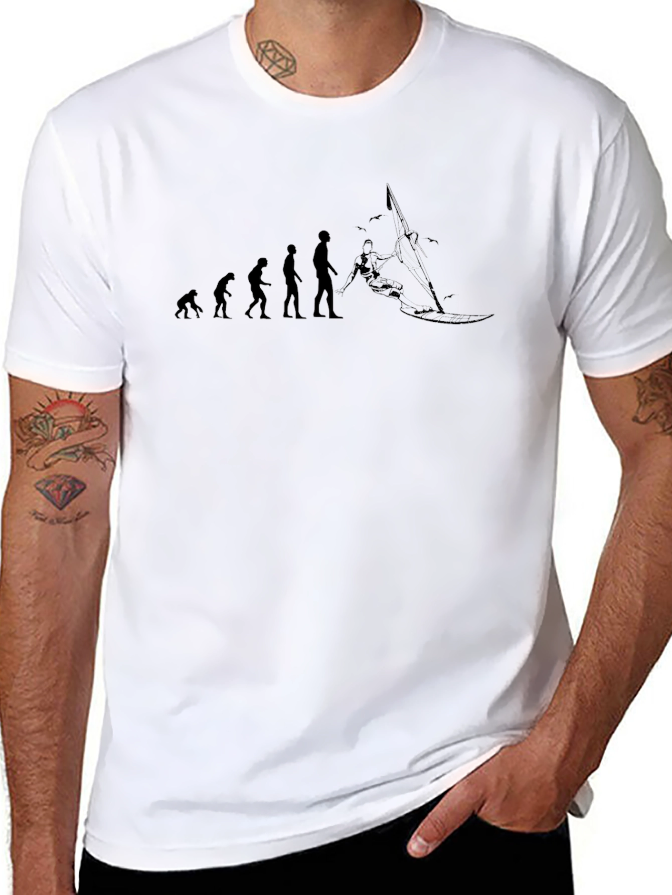 Evolution of Windsurfing Graphic T-Shirt - Black