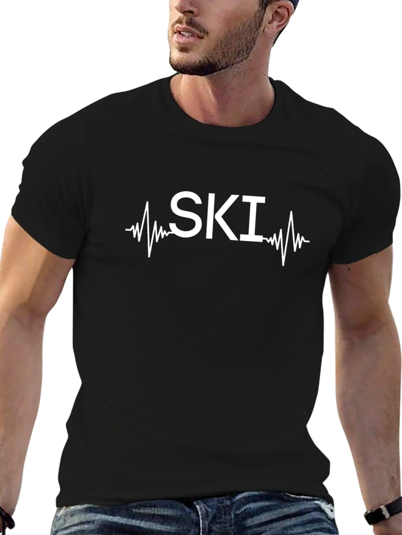 SKI Heartbeat Black Graphic Tee