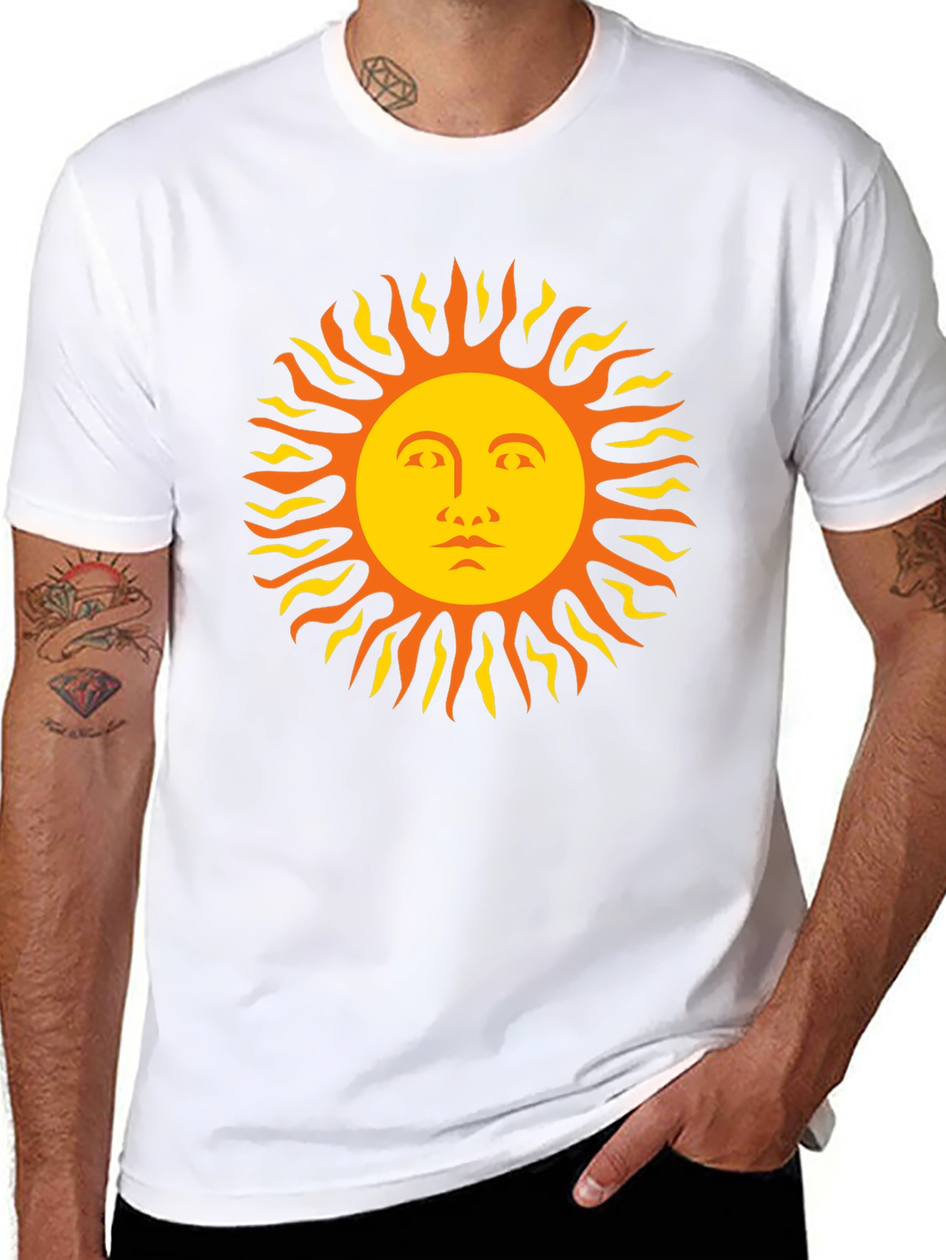 Sun Face Graphic Tee - Black Cotton T-Shirt