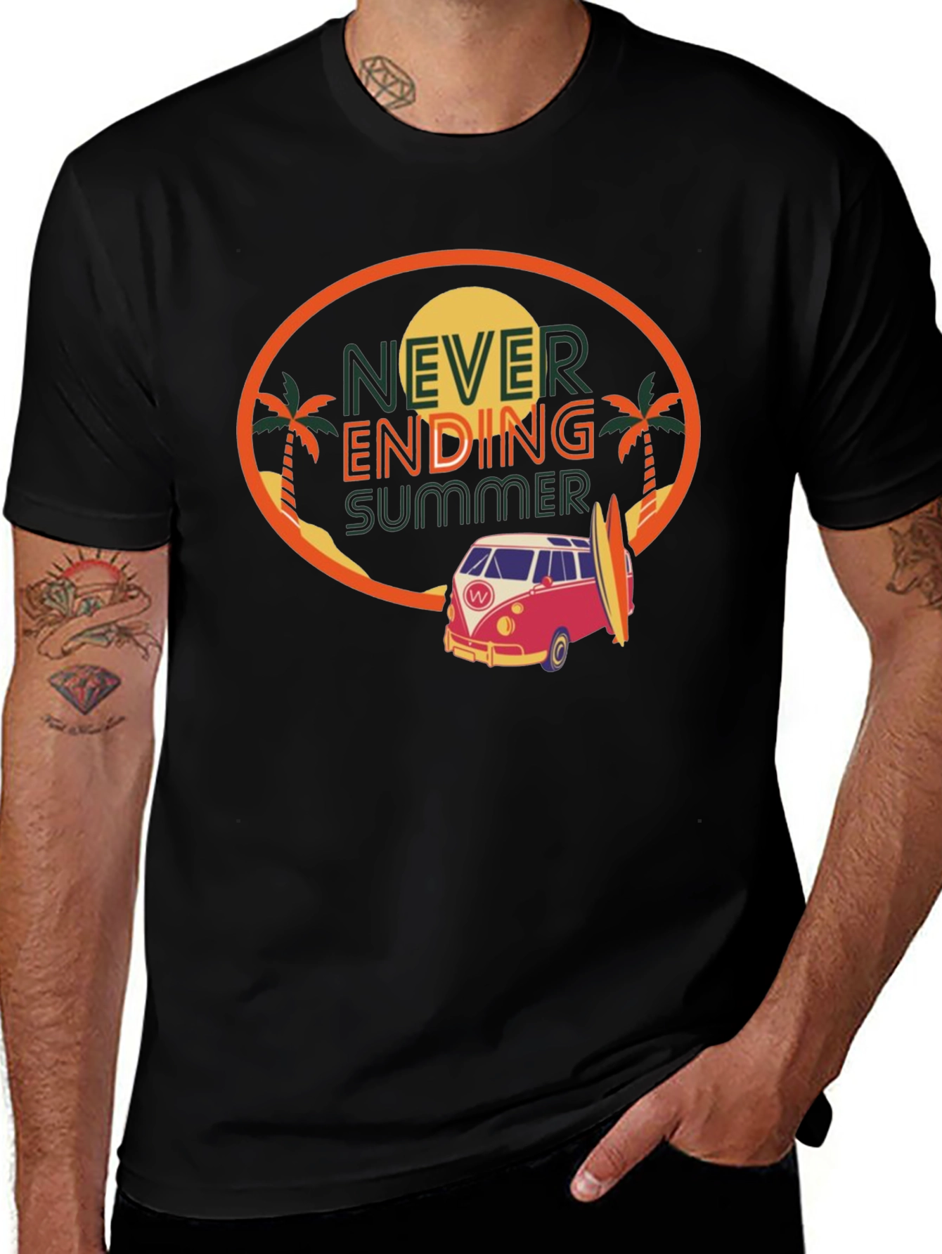 Never Ending Summer Black Graphic Tee