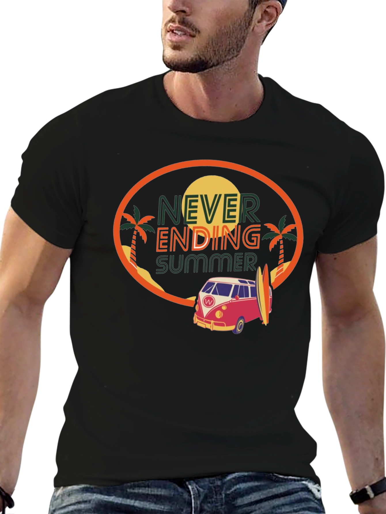Never Ending Summer Black Graphic Tee