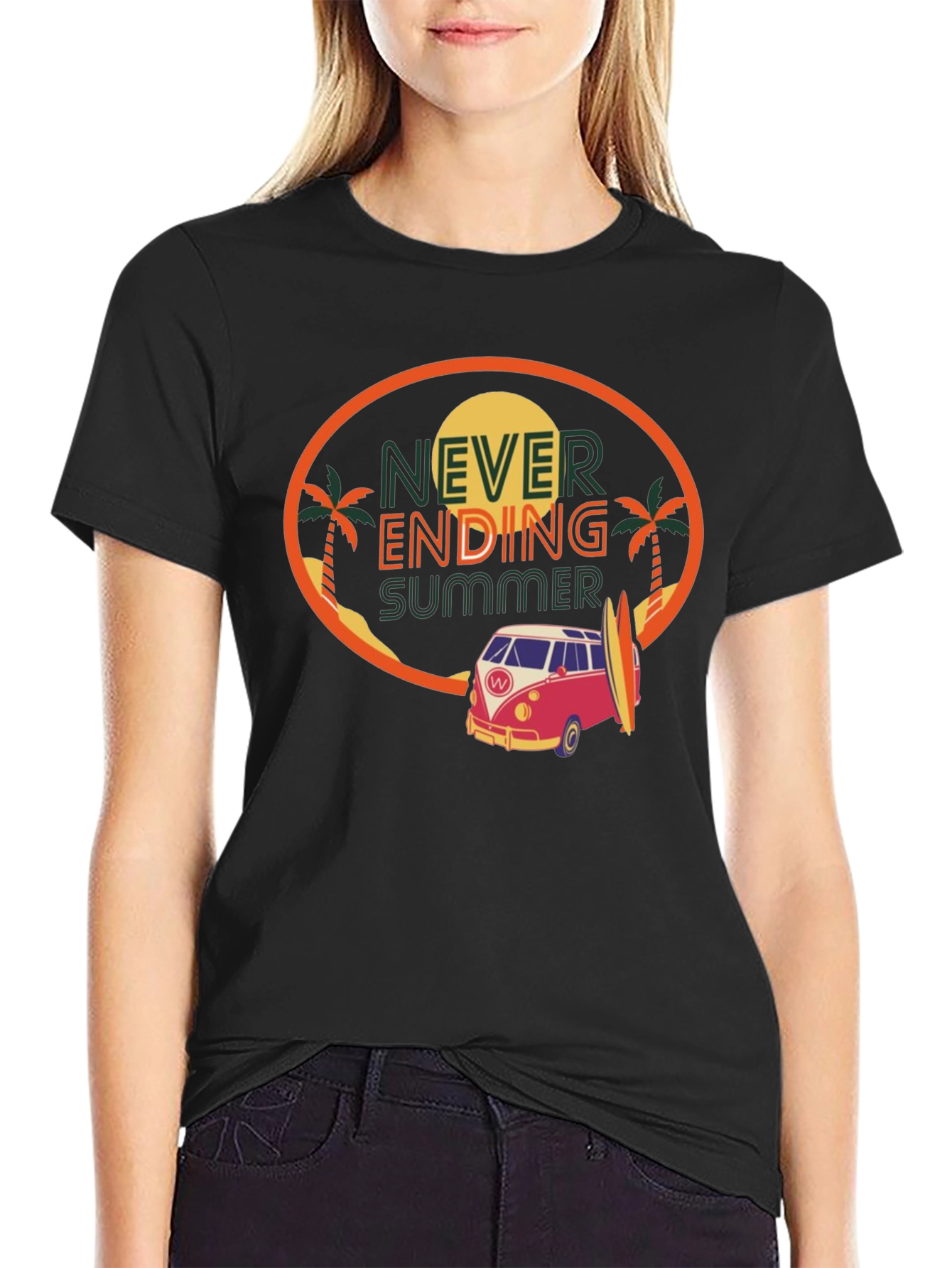 Never Ending Summer Black Graphic Tee