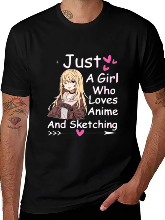Anime Lover Graphic T-Shirt - Just A Girl Who Loves Anime