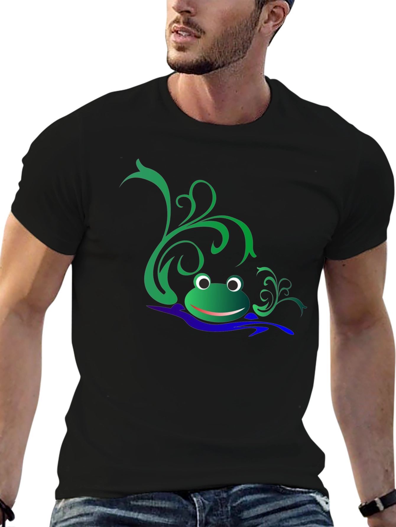Fun Frog Graphic Black T-Shirt