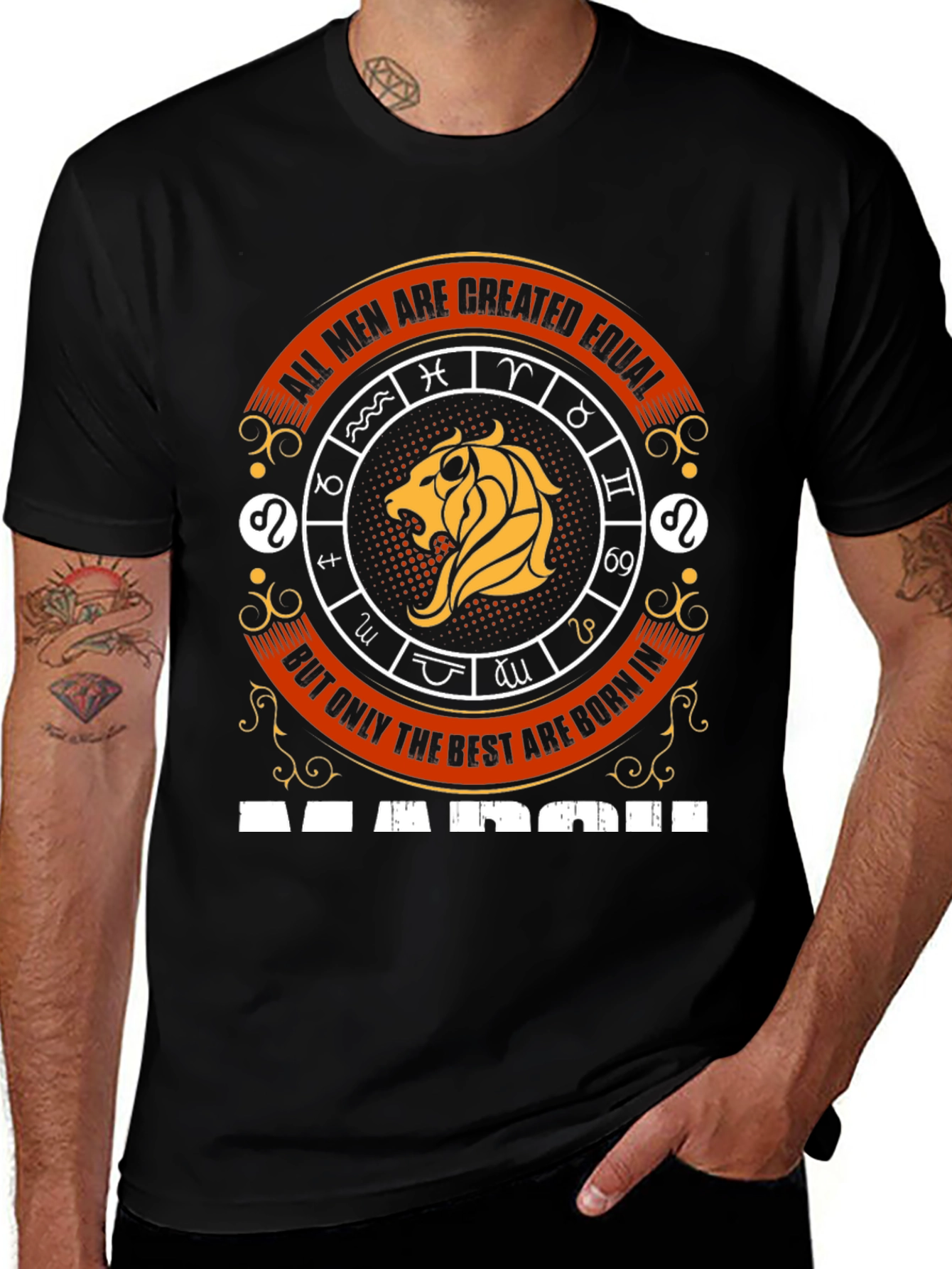 Mens Zodiac T-Shirt - Lion March Birthday Gift