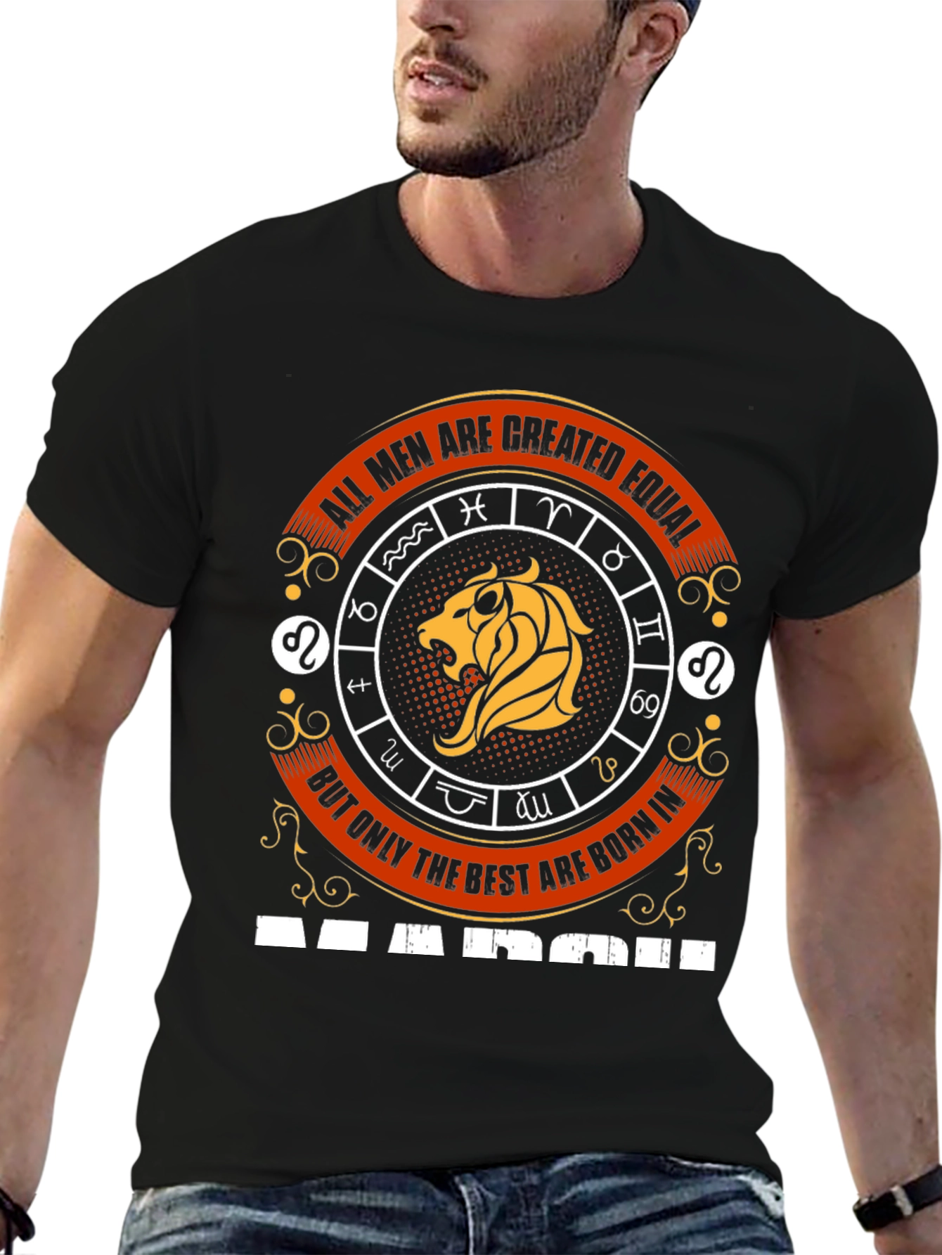 Mens Zodiac T-Shirt - Lion March Birthday Gift
