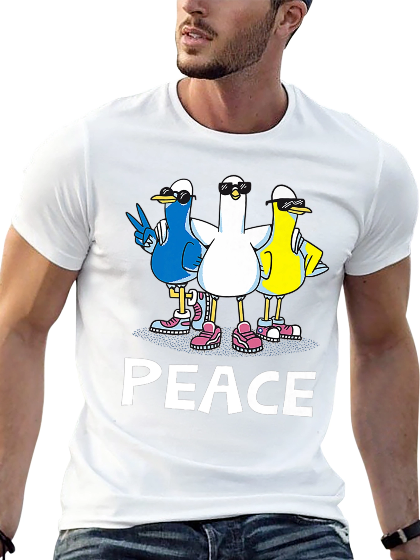 Peace Ducks Black T-Shirt - Cool Graphic Tee
