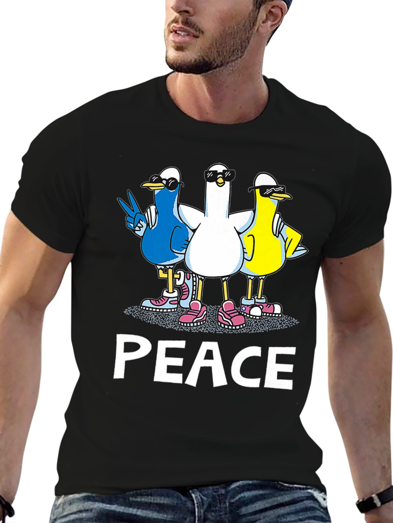 Peace Ducks Black T-Shirt - Cool Graphic Tee