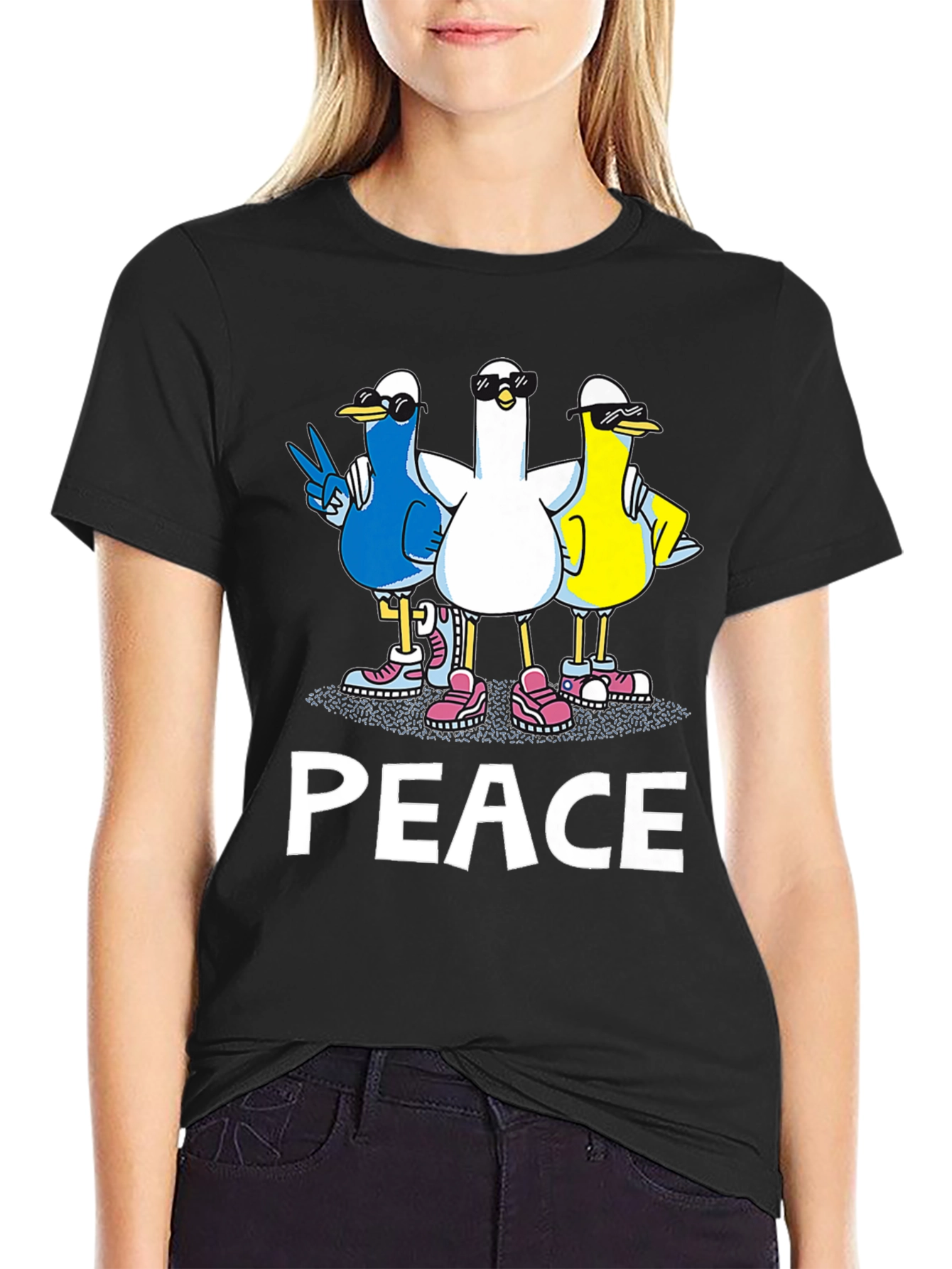 Peace Ducks Black T-Shirt - Cool Graphic Tee