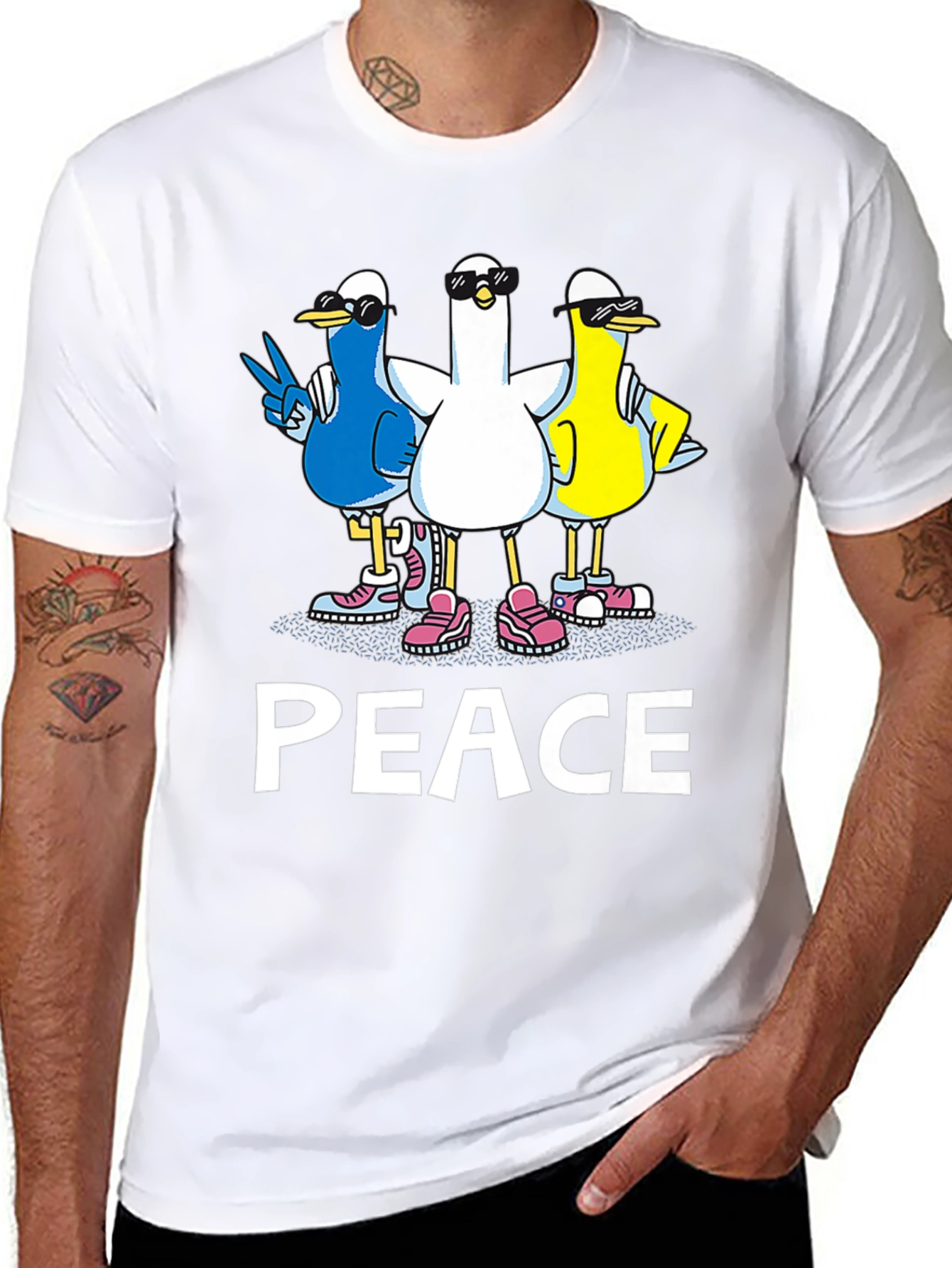 Peace Ducks Black T-Shirt - Cool Graphic Tee