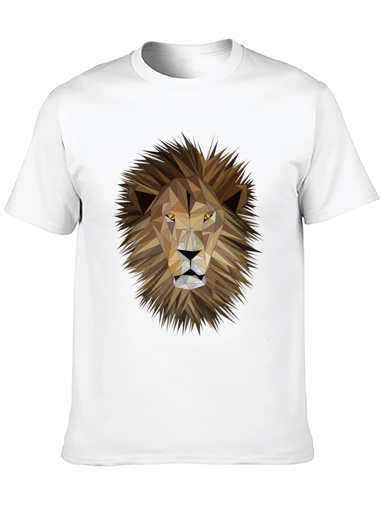 Geometric Lion Graphic Print Black T-Shirt