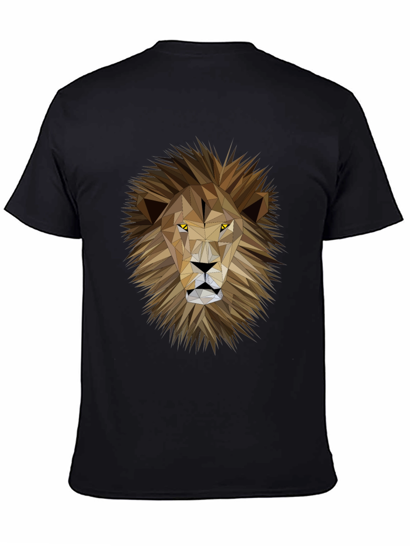 Geometric Lion Graphic Print Black T-Shirt