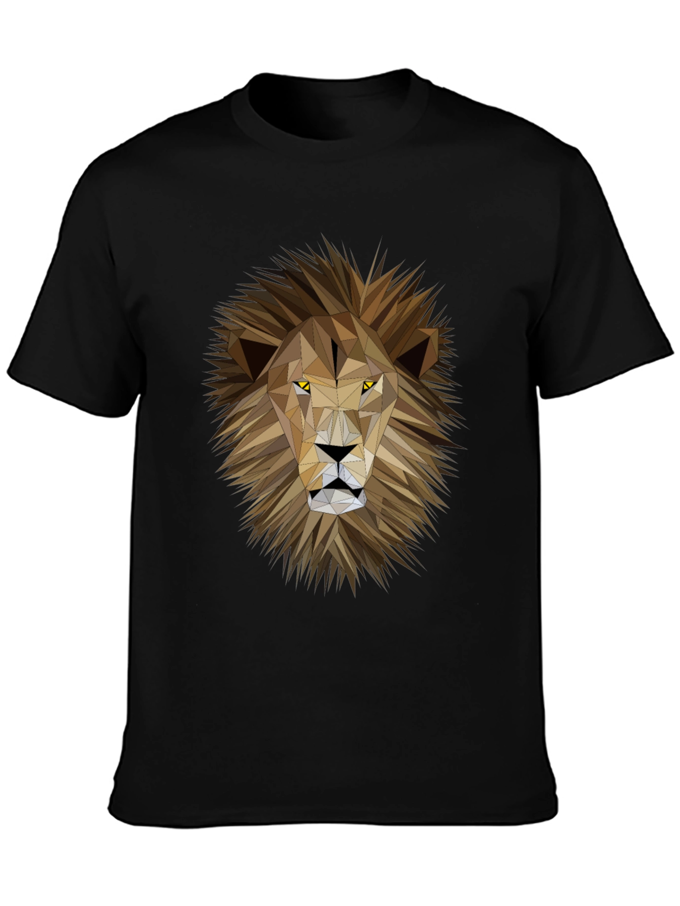 Geometric Lion Graphic Print Black T-Shirt