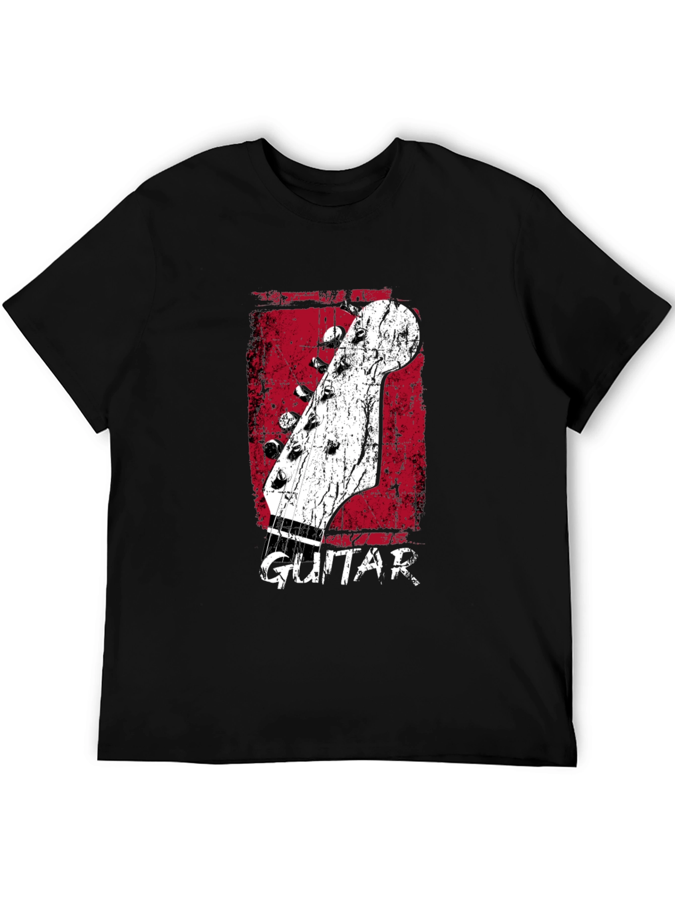 Retro Guitar Headstock Graphic T-Shirt - Black