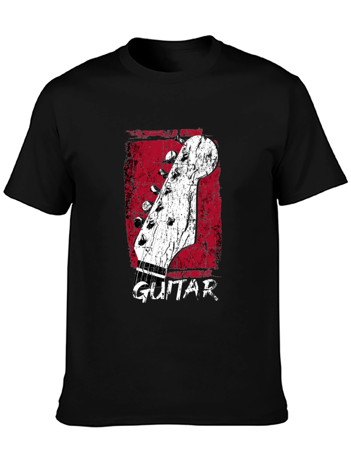Retro Guitar Headstock Graphic T-Shirt - Black