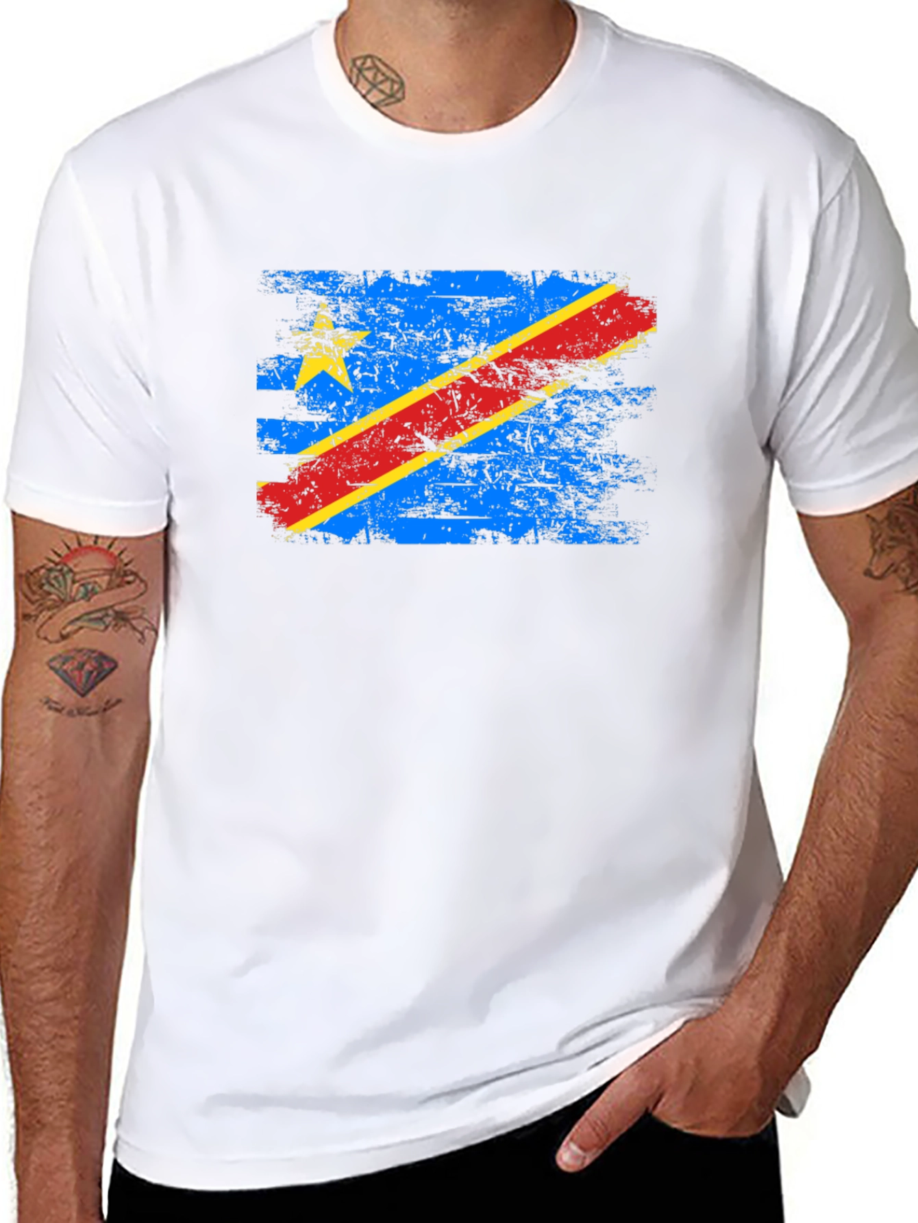 DR Congo Flag Grunge T-Shirt - Stylish Graphic Tee