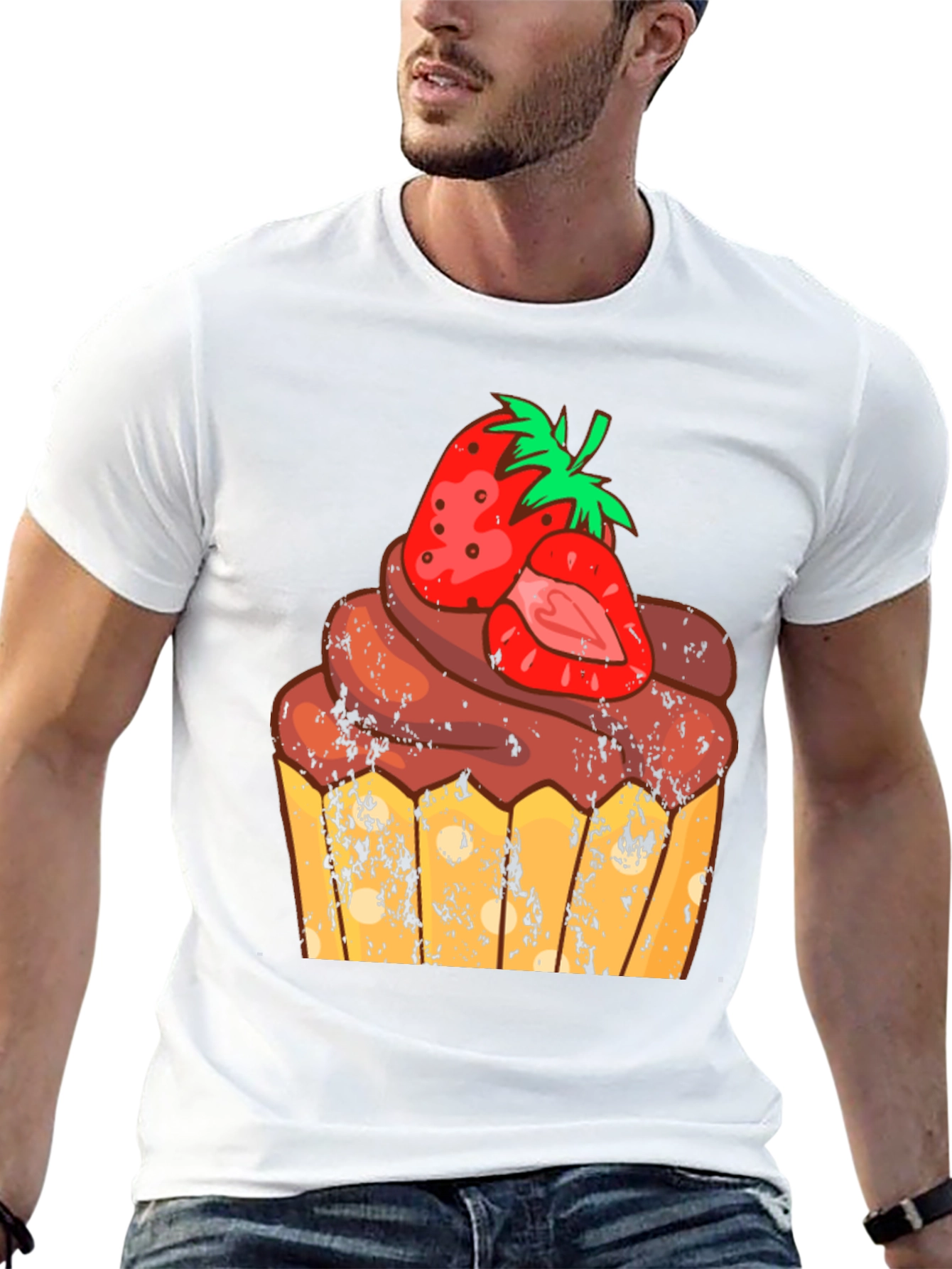 Strawberry Cupcake Graphic Tee - Fun Dessert Shirt